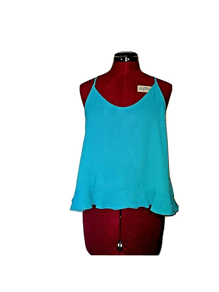 Lush Women's Teal Camisole Tank Top Size Xs Ruffle Hem Sleeveless